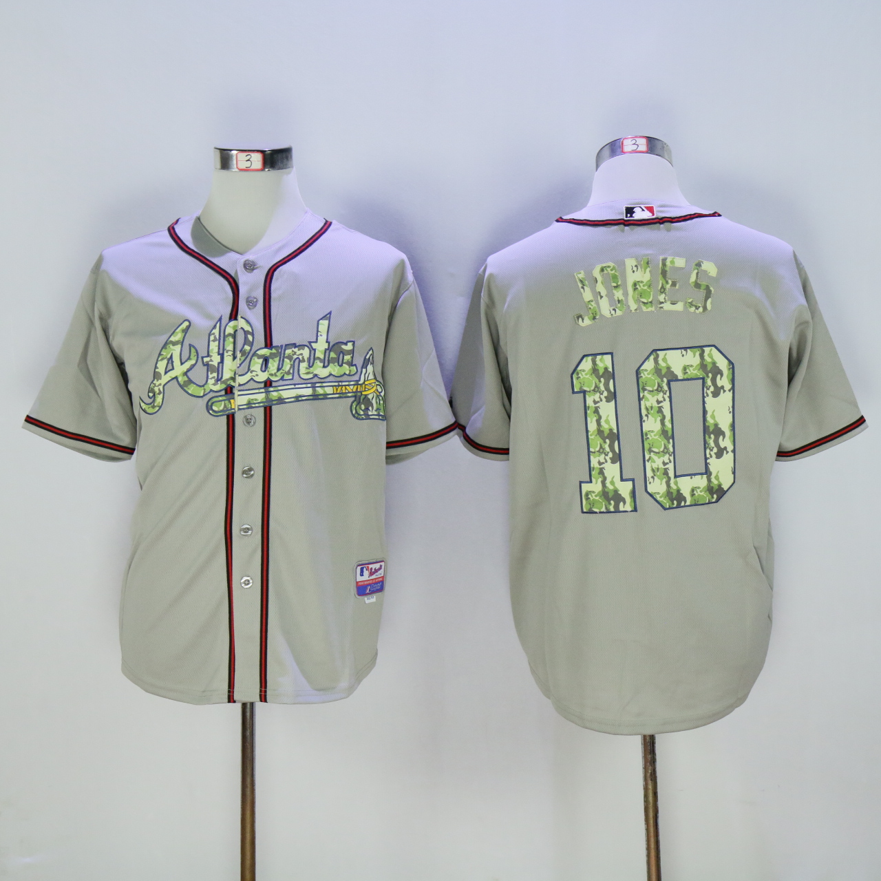 Men Atlanta Braves #10 Jones Grey Camo MLB Jerseys